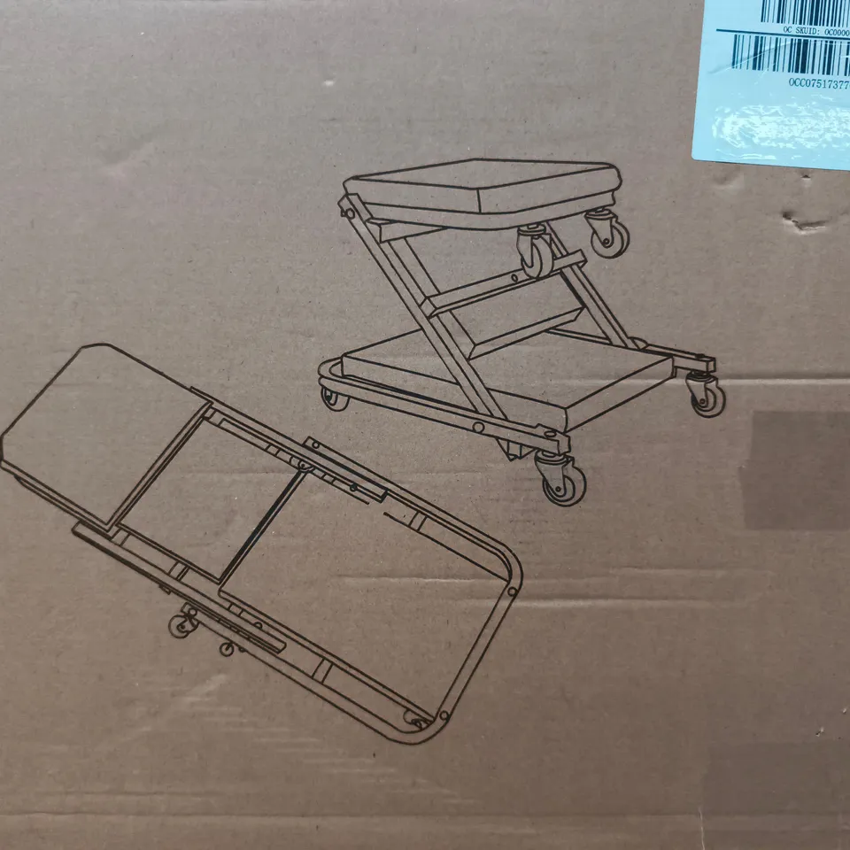 BOXED UNBRANDED 2-IN-1 FOLDING WORKSHOP CREEPER & SEAT IN RED