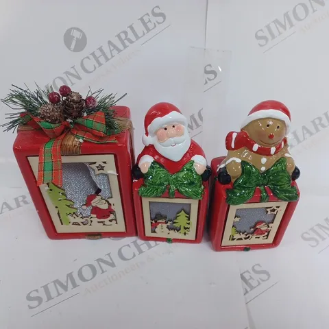 SET OF 3 CHRISTMAS PRE LIT ORNIMENTS