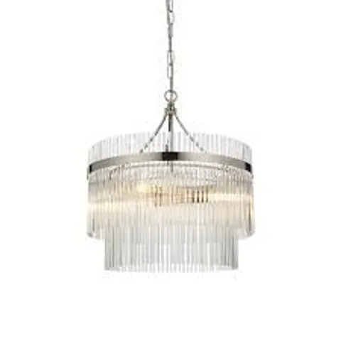 BOXED ENDON LIGHTING MARIETTA BRIGHT NICKEL & GLASS 7W DIMMABLE CHANDELIER