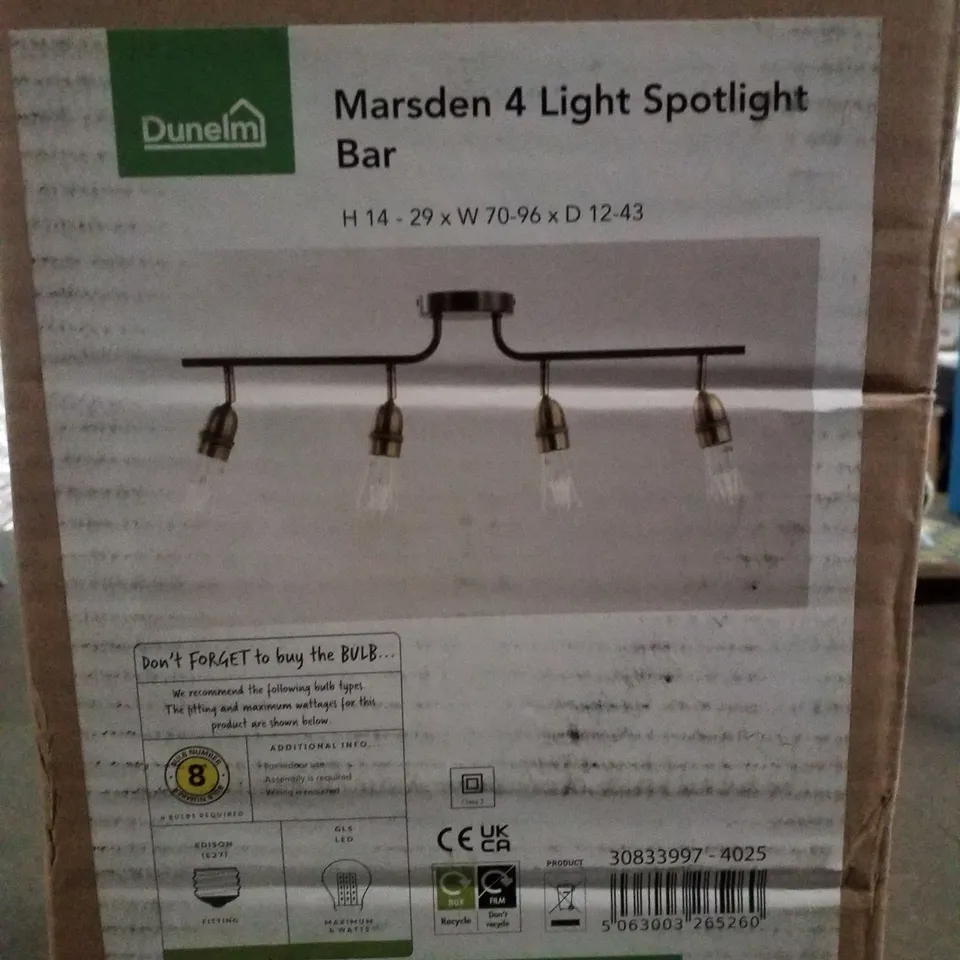 BOXED DUNELM MARSDEN 4 LIGHT SPOTLIGHT BAR 