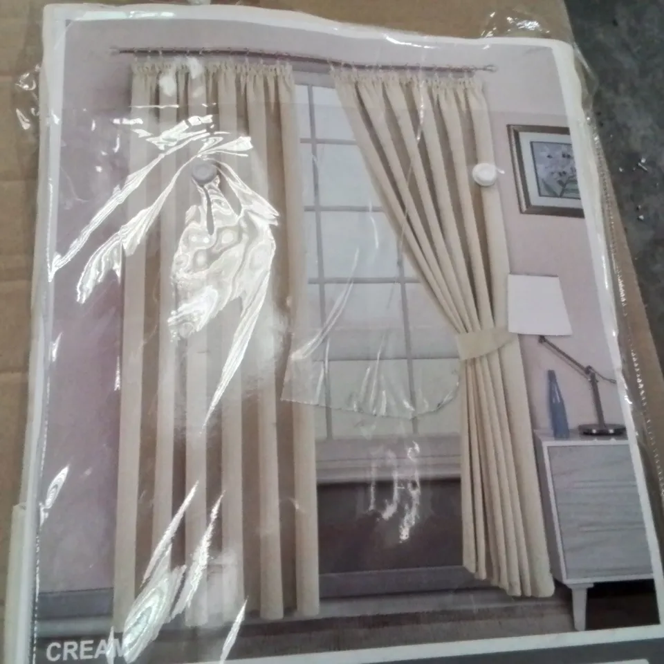 BAGGED SOLAR THERMAL PENCIL PLEAT BLACKOUT 66"×54" CREAM CURTAINS 