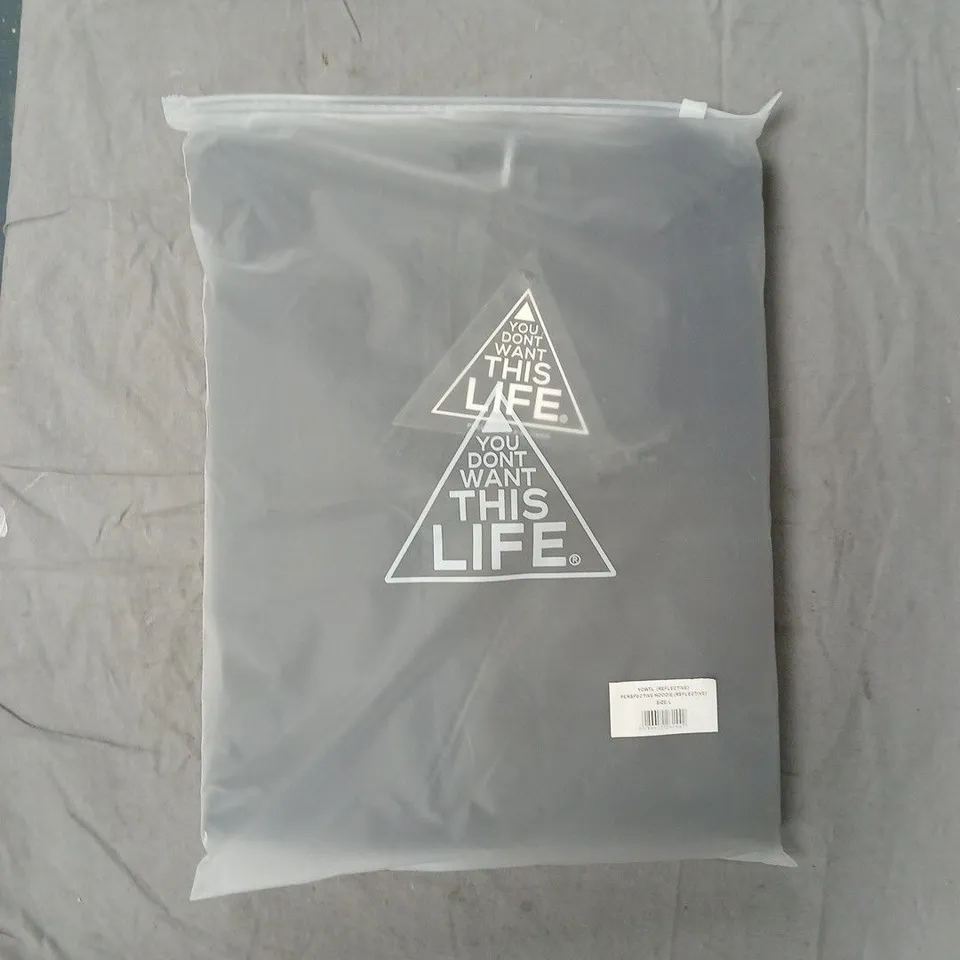 BOX OF APPROXIMATELY 10 YOU DON'T WANT THIS LIFE PERSPECTIVE HOODIES IN BLACK - SIZE LARGE