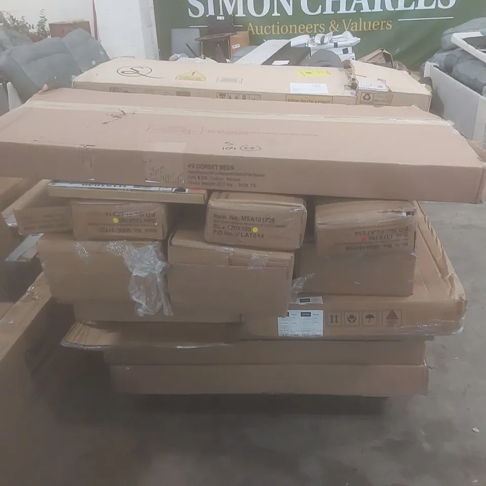 PALLET OF ASSORTED ASPIRE BEDS, BED PARTS AND WARDROBE PARTS