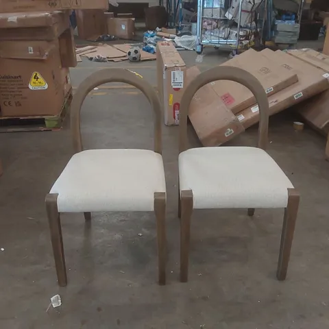 ELENA SET OF 2 SILVER OAK FRAME OATMEAL EFFECT FABRIC DINING CHAIRS