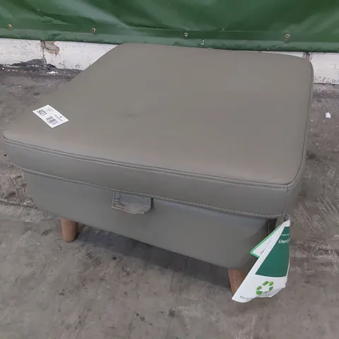 DESIGNER STORAGE FOOTSTOOL GREY LEATHER