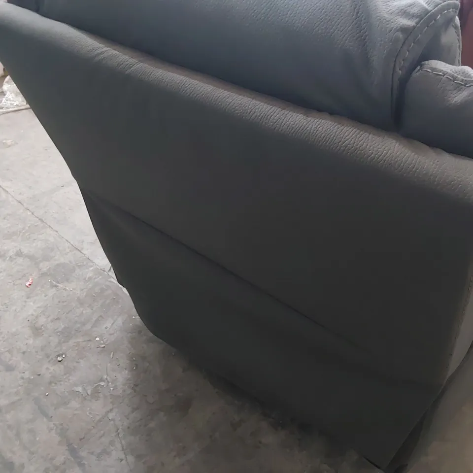 DESIGNER POWER RECLINING EASY CHAIR GREY LEATHER 