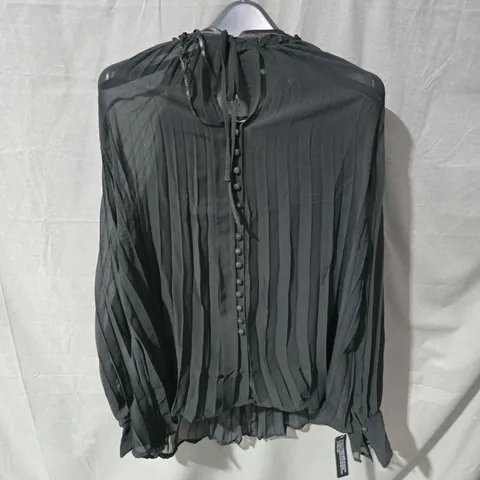 ROMAN WOMEN'S PLEATED BLACK SHEER BLOUSE - UK SIZE 18 