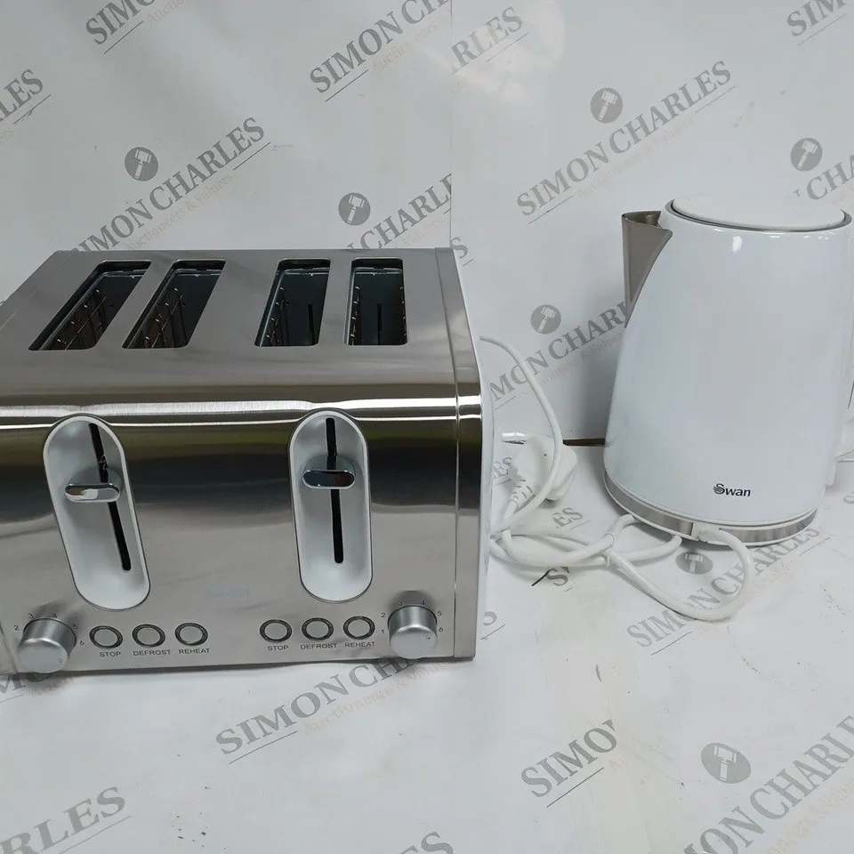 SWAN KETTLE & TOASTER 4-SLICE TWIN PACK - WHITE RRP £49.99