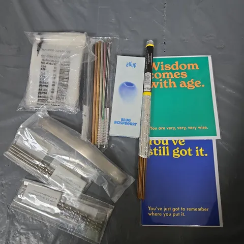 APPROXIMATELY 15 HOUSEHOLD ITEMS TO INCLUDE GREETINGS CARDS, MONEY BAGS, DRILL BITS ETC