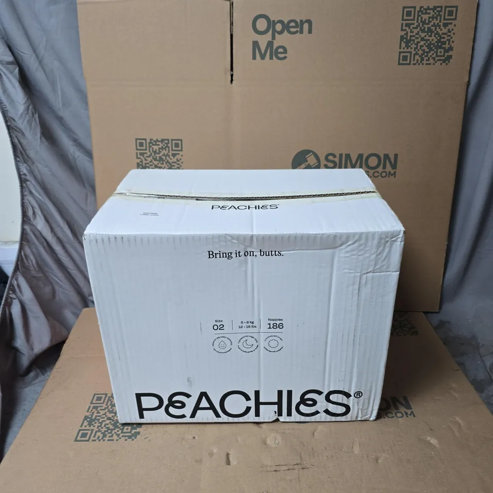 PEACHIES BABY NAPPIES SIZE 02 (12-18 LBS) – 186 NAPPIES, BOXED