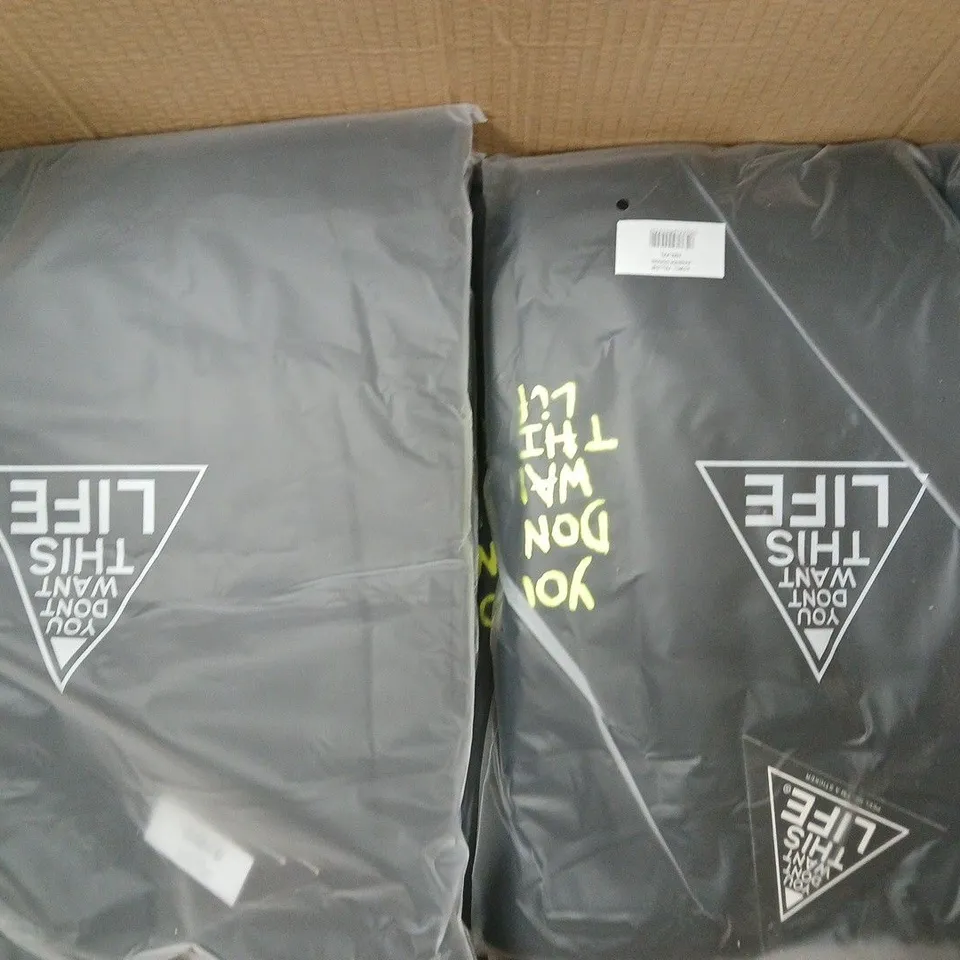 BOX OF APPROXIMATELY 6 YOU DON'T WANT THIS LIFE PAINTER HOODIES IN BLACK W. YELLOW TEXT - SIZE XXL