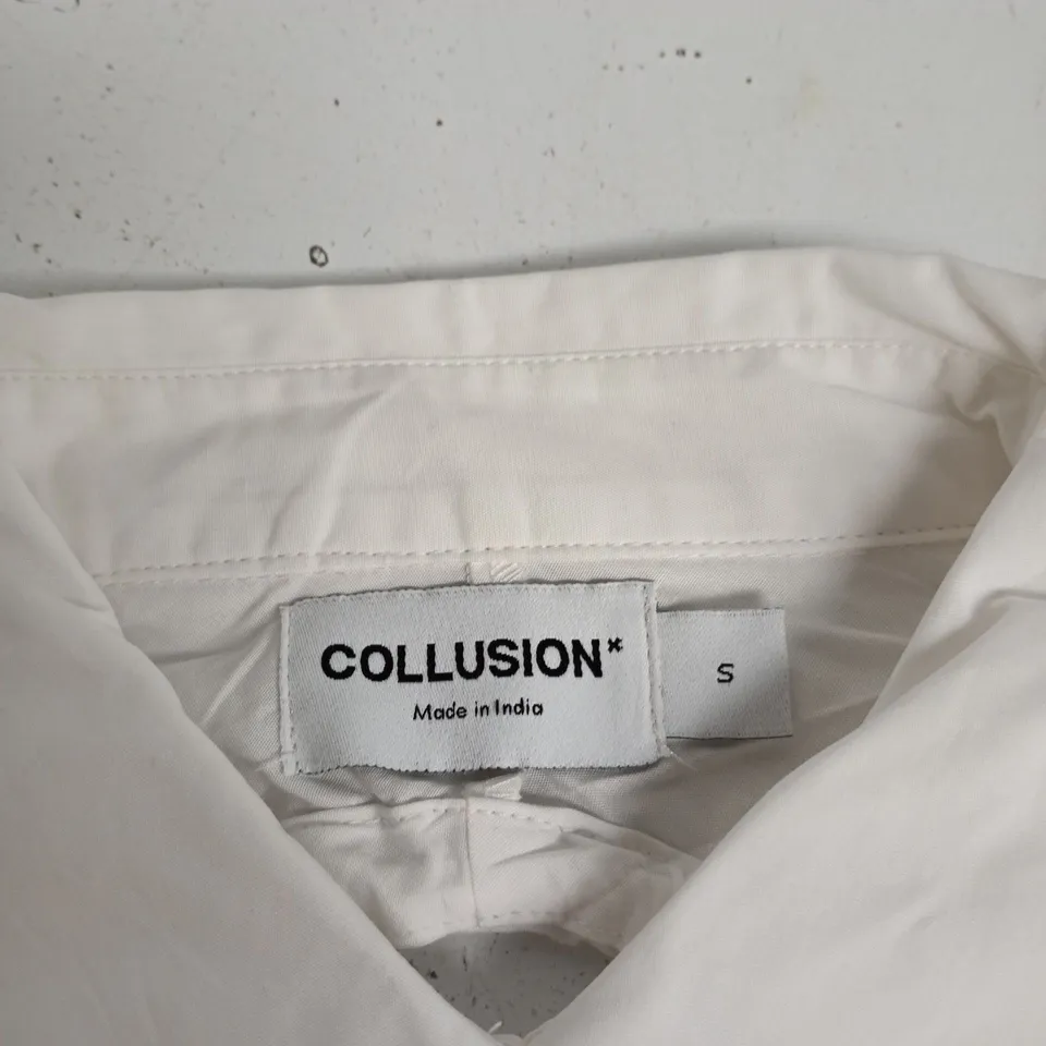 COLLUSION OVERSIZED WHITE SHIRT – SIZE S