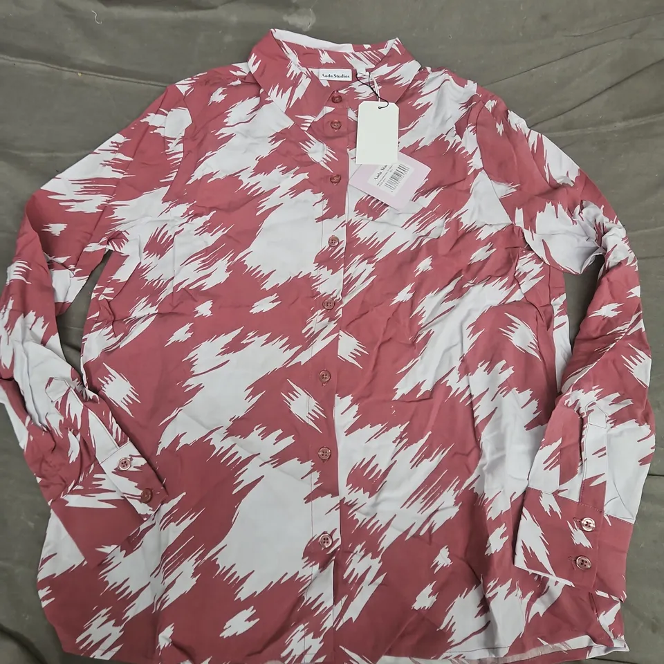 AADA STUDIOS EMMA LONGSLEEVE BLOUSE IN BLIZZARD PRINT SHIRT - SMALL