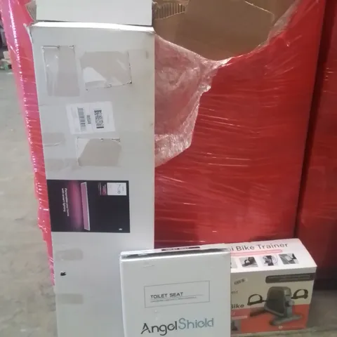 PALLET OF ASSORTED HOUSEHOLD GOODS AND PRODUCTS TO INCLUDE;PHILLIPS HUE CEILING LIGHT,TOILET SEAT,BIKE TRAINER
