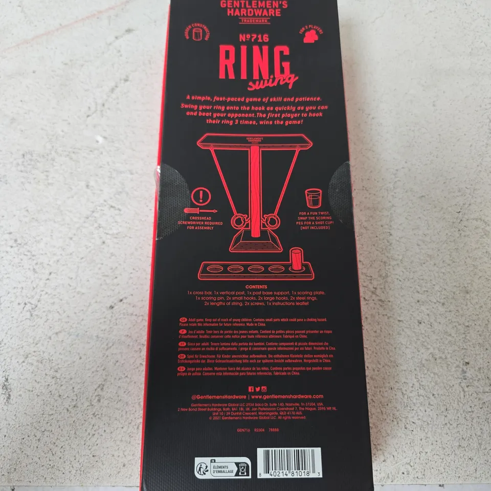 GENTLEMEN'S HARDWARE RING SWING – TABLETOP SKILL GAME (BOXED)