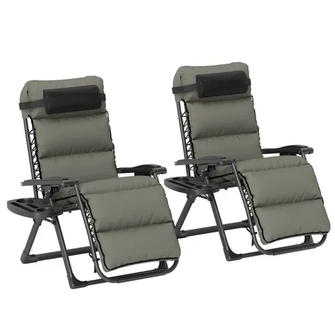 BOXED OUTSUNNY RECLINING SUN LOUNGERS, WITH CUSHION (SET OF 2) - GREY (1 BOX)