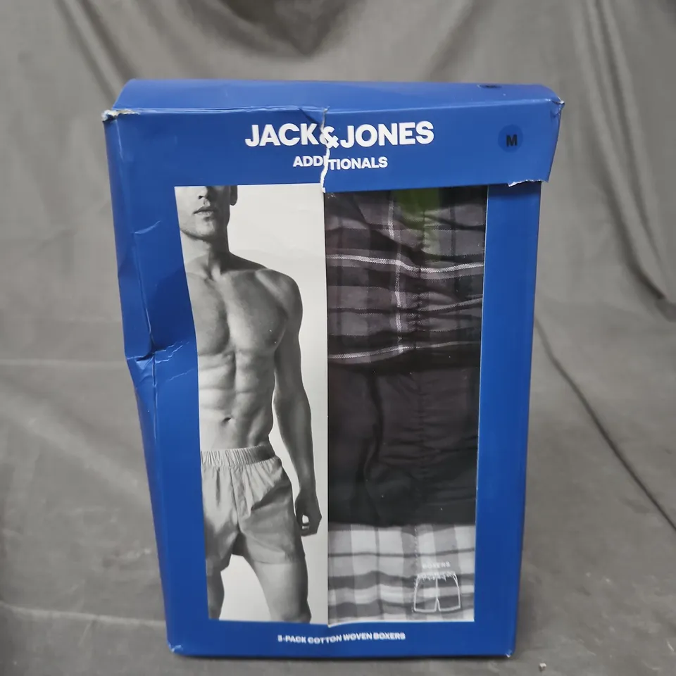 JACK & JONES ADDITIONS MEN'S 3-PACK COTTON BOXERS – BOXED - SIZE M