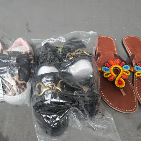 BOX OF APPROXIMATELY 10 ASSORTED PAIRS OF SHOES AND FOOTWEAR ITEMS IN VARIOUS COLOURS, STYLES, AND SIZES - COLLECTION ONLY