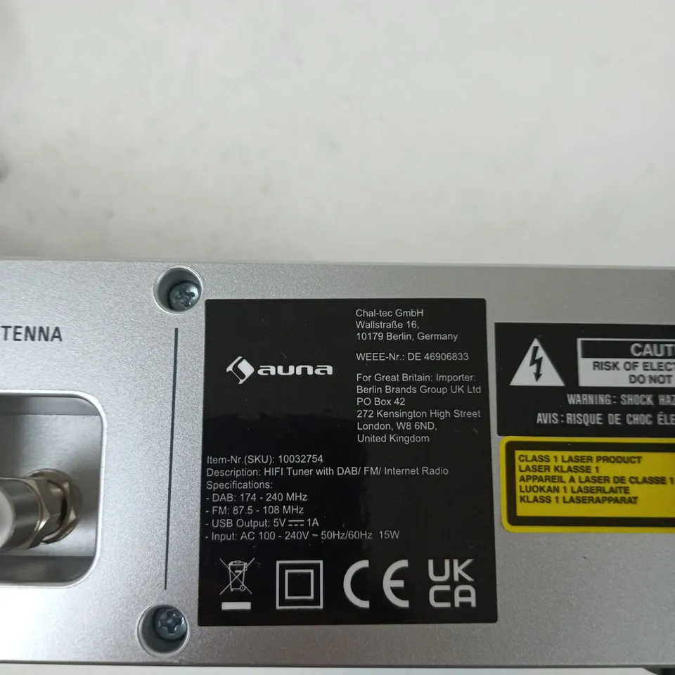 AUNA HIFI TUNER WITH DAB/FM/INTERNET RADIO – SILVER