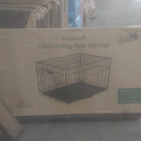 BOXED FUR DREAMS 30" FOLDING METAL DOG CAGE