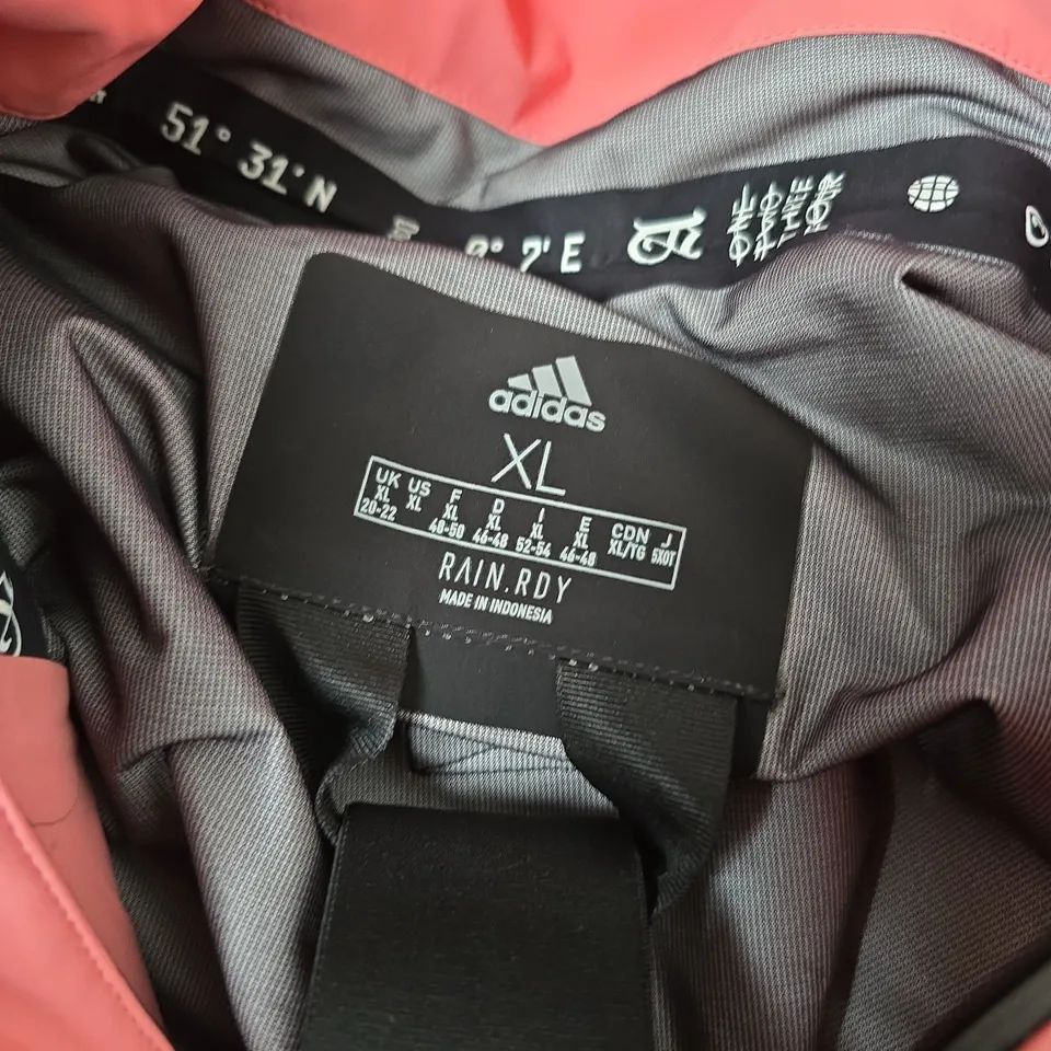 ADIDAS RAIN.RDY PINK HOODED JACKET – WOMEN'S XL
