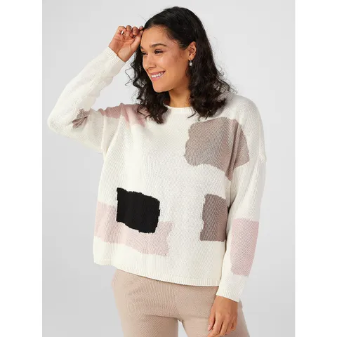 WYNNELAYERS COTTON BLEND INTARSIA JUMPER- XL