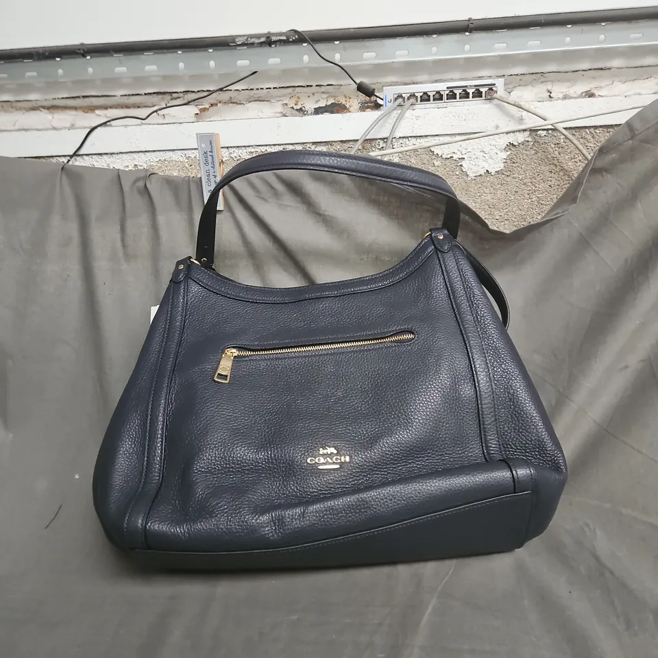 COACH HANDBAG – MIDNIGHT NAVY PEBBLED LEATHER