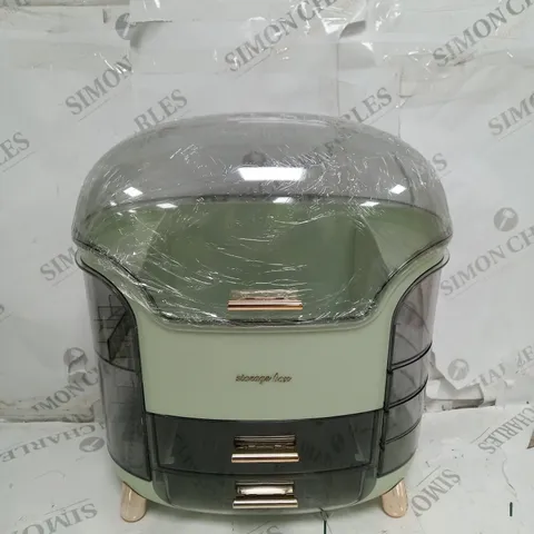 BOXED STORAGE BOX FOR IN GREEN AND STAINED PLASTIC