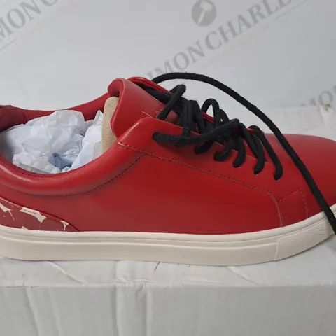 BOXED RED LEATHER TRAINERS SIZE 6