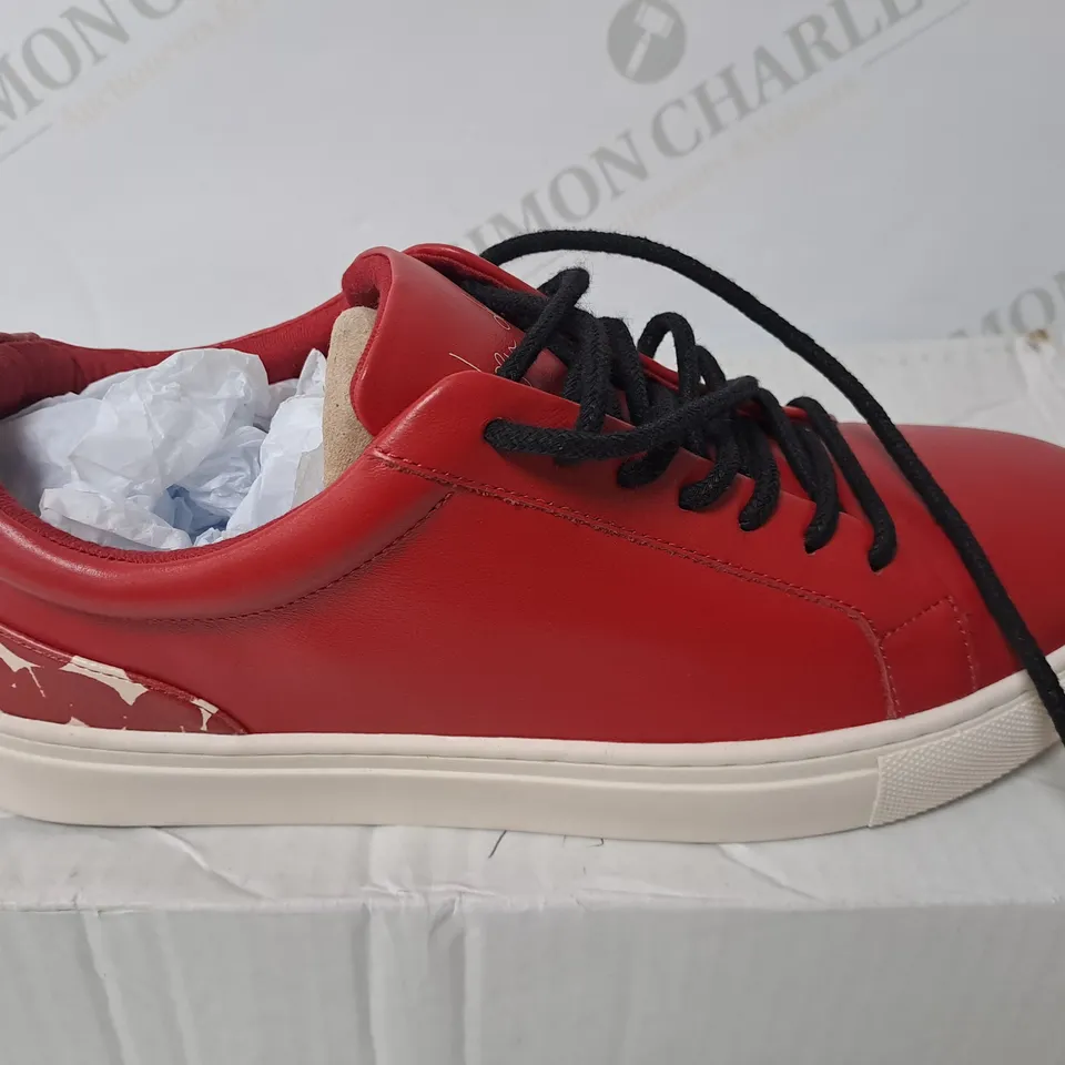 BOXED RED LEATHER TRAINERS SIZE 6
