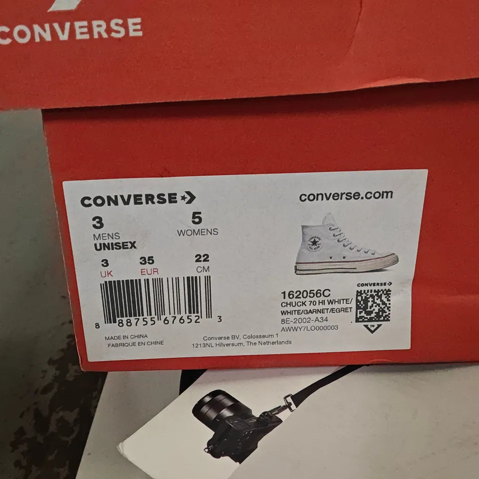 CONVERSE CHUCK 70 HI WHITE TRAINERS - UK 3