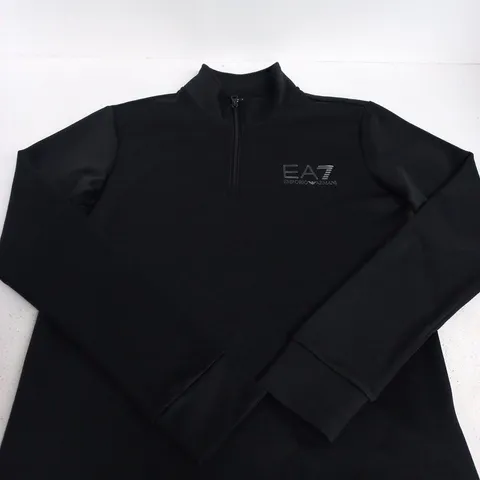 EA7 EMPORIO ARMANI MEN'S BLACK QUARTER‑ZIP SWEATSHIRT - SIZE UNSPECIFIED
