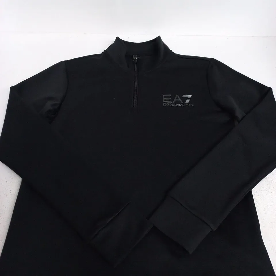 EA7 EMPORIO ARMANI MEN'S BLACK QUARTER‑ZIP SWEATSHIRT - SIZE UNSPECIFIED