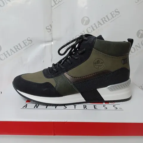 BOXED RIEKER HIGH TOP TRAINER BOOTS, KHAKI - SIZE 5