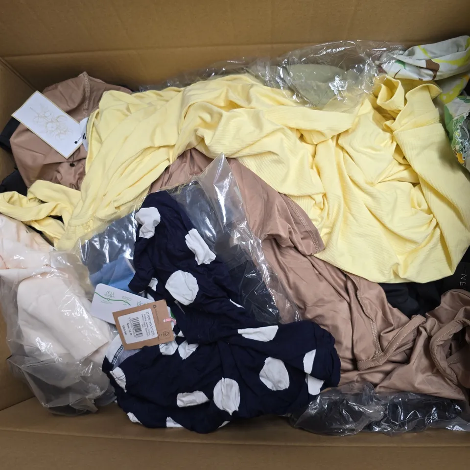 BOX OF APROX 20 ASSORTED ITEMS OF CLOTHING IN DIFFERENT SIZES, STYLES AND COLOURS - COLLECTION ONLY 