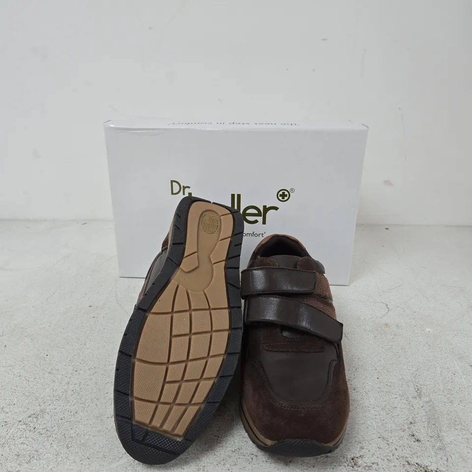 DR KELLER MEN'S BROWN LEATHER & SUEDE VELCRO SHOES SIZE 8