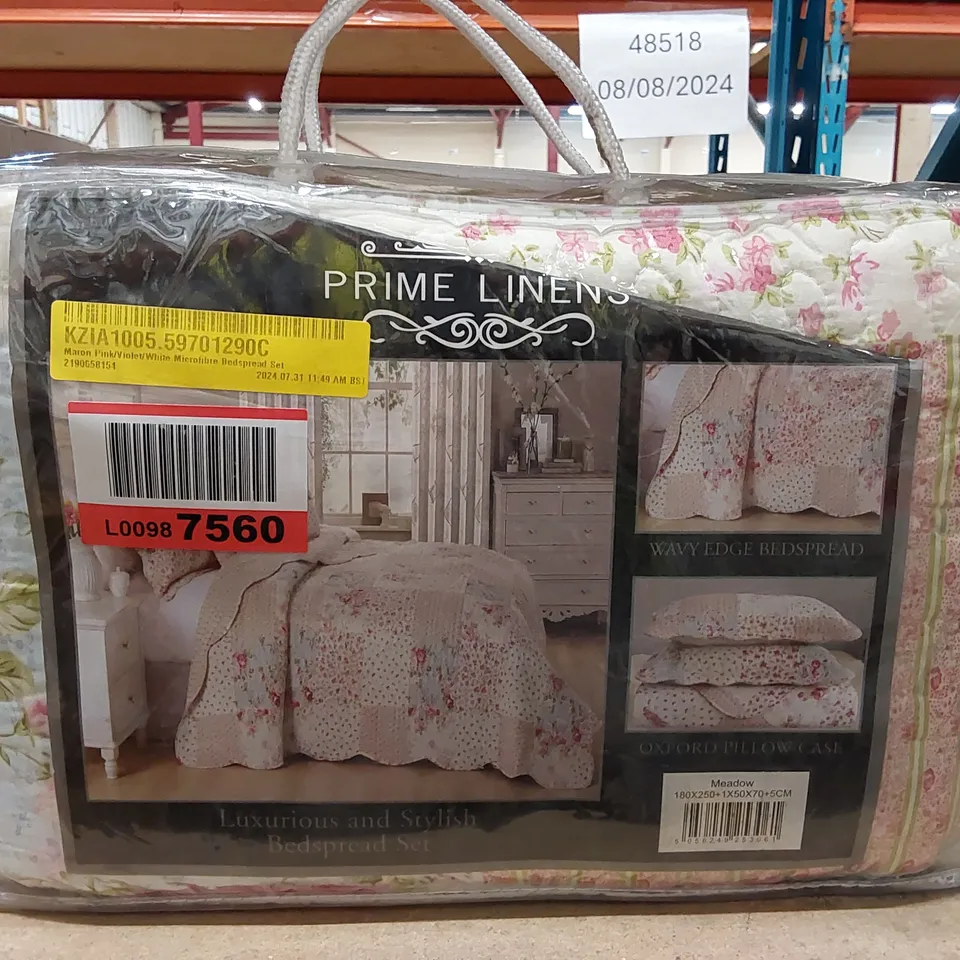 BAGGED MARON FLORAL MICROFIBER BEDSPREAD SET (1 ITEM)