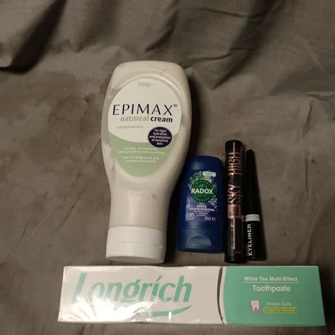 APPROXIMATELY 14 ASSORTED COSMETIC ITEMS TO INCLUDE EPIMAX, RADOX, MAYBELLINE, REVOLUTION, TOOTHPASTE ETC