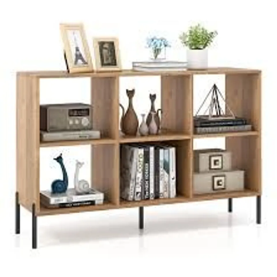 BOXED COSTWAY COSTWAY 6 CUBE STORAGE SHELF ORGANIZER BOOKCASE SQUARE CUBBY CABINET BEDROOM NATURAL