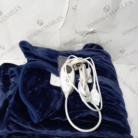 COZEE HOME HEATED PLUSH WEARABLE BLANKET IN NAVY