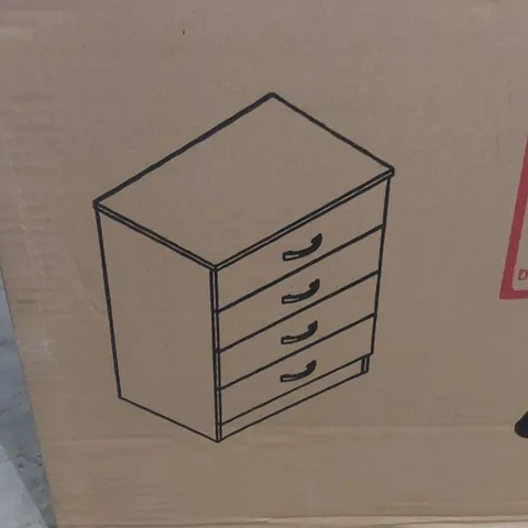 BRAND NEW BOXED 4-DRAWER CHEST OF DRAWERS IN GREY GLOSS - DB41 (1 BOX)