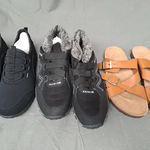 BOX OF APPROXIMATELY 15 ASSORTED PAIRS OF SHOES AND FOOTWEAR ITEMS IN VARIOUS STYLES AND SIZES TO INCLUDE LILLEY, FASHION, NEW LOOK, ETC