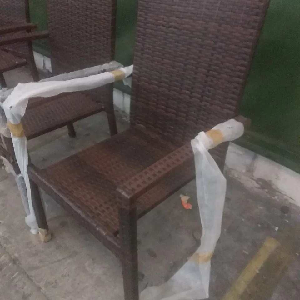 X4 RATTAN EFFECT GARDEN CHAIRS BROWN