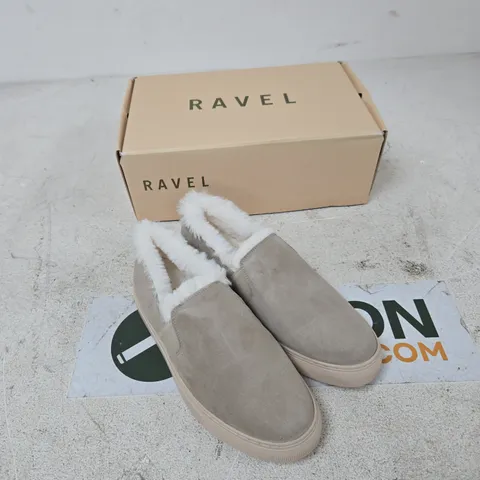 RAVEL OXLEY SAND SUEDE SLIP-ON SHOES (RLS685), UK 4 (EUR 37)