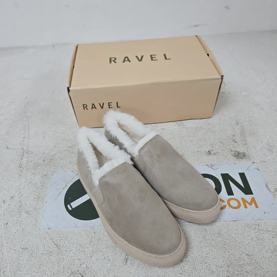 RAVEL OXLEY SAND SUEDE SLIP-ON SHOES (RLS685), UK 4 (EUR 37)