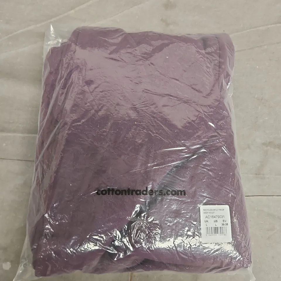 BAGGED COTTON TRADERS RECYCLED MFLC TROUSERS IN DEEP VIOLET - UK LARGE