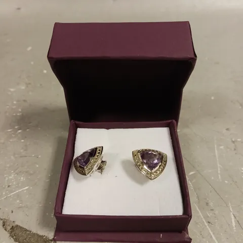 F.HINDS PURPLE STONE STUD EARRINGS 