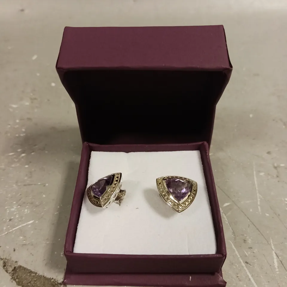 F.HINDS PURPLE STONE STUD EARRINGS 