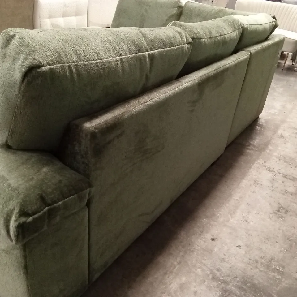 SALERNO STANDARD BACK FABRIC LEFT HAND CORNER CHAISE SOFA - GREEN RRP £999