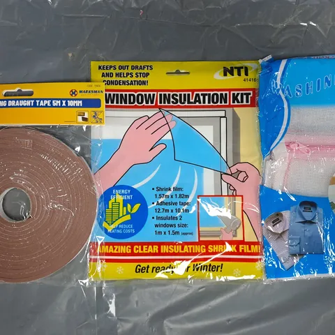 APPROXIMATELY 10 ASSORTED HOUSEHOLD ITEMS TO INCLUDE WINDOW INSULATION KIT, ETC